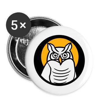 Owl Bird Eagle Owl Sun Moon Night Full Moon Round Logo - Buttons large 2.2''/56 mm (5-pack) - white - Front