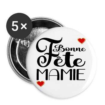 Bonne Fête Mamie Amour - Lot de 5 grands badges (56 mm) - blanc - Devant