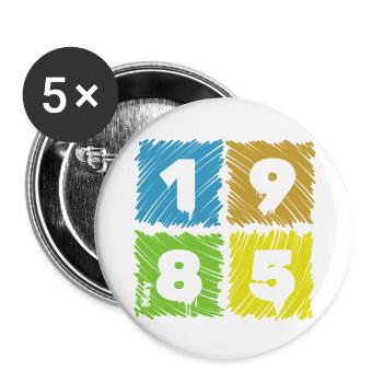 40ème Anniversaire Patchs Colorés depuis 05/1985 - Lot de 5 grands badges (56 mm) - blanc - Devant