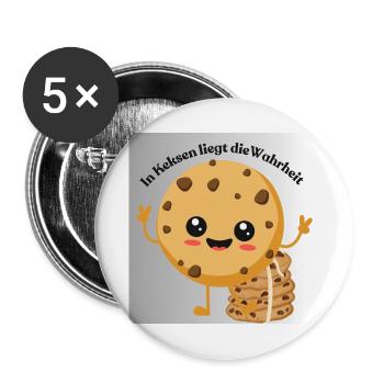 In Keksen liegt die Wahrheit - Buttons groß 56 mm (5er Pack) - Weiß - Vorne
