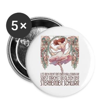 Ballerina sterbender Schwan Art Nouveau Geschenk - Buttons groß 56 mm (5er Pack) - Weiß - Vorne