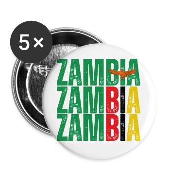 Zambian flag, I love Zambia - Buttons large 2.2''/56 mm (5-pack) - white - Front