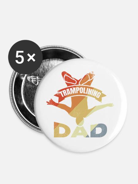 Lustiger Trampolin Vater - Buttons groß 56 mm (5er Pack) - Weiß