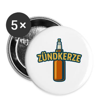 Zündkerze in Bier - Buttons groß 56 mm (5er Pack) - Weiß - Vorne