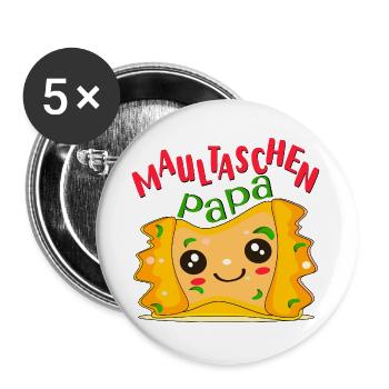 VATERTAG PAPA MAULTASCHEN - Buttons groß 56 mm (5er Pack) - Weiß - Vorne