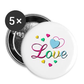 Love Hearts - Buttons large 2.2''/56 mm (5-pack) - white - Front