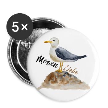 Möwen Liebe Illustration - Buttons groß 56 mm (5er Pack) - Weiß - Vorne