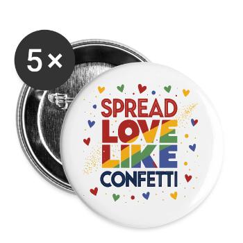 LGBTQIA+ Gay Pride T-Shirt Spread Love Like - Buttons large 2.2''/56 mm (5-pack) - white - Front