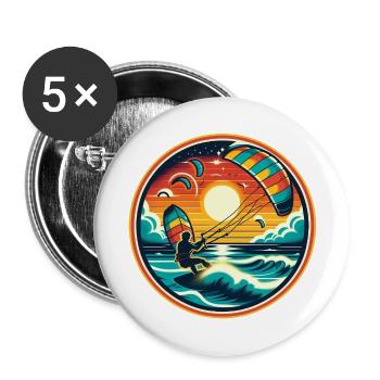 Kitesurf - Lot de 5 grands badges (56 mm) - blanc - Devant