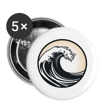 cadeau surfeur, fan de surf, grande vague - Lot de 5 grands badges (56 mm) - blanc - Devant