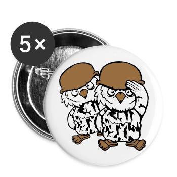 2 Owls Soldier Military War Helmet Army Two Team - Buttons large 2.2''/56 mm (5-pack) - white - Front