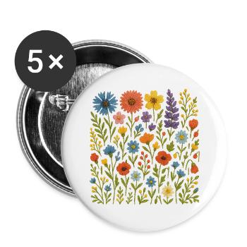 Blumen Flower - Buttons groß 56 mm (5er Pack) - Weiß - Vorne