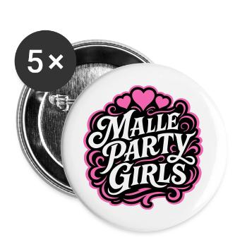 Malle Party Girls - Buttons groß 56 mm (5er Pack) - Weiß - Vorne