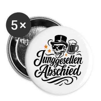 Junggesellen Abschied Party Jga - Buttons groß 56 mm (5er Pack) - Weiß - Vorne
