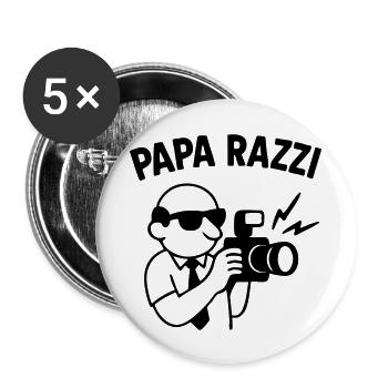 PAPA RAZZI – Toujours prêt à capturer l’instant… - Lot de 5 grands badges (56 mm) - blanc - Devant