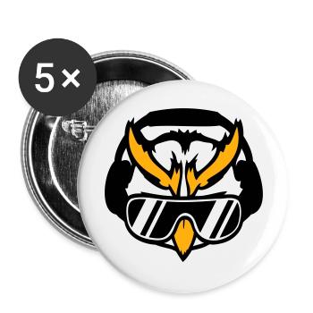 DJ hibou lunettes de soleil casque Music Club Party - Lot de 5 grands badges (56 mm) - blanc - Devant