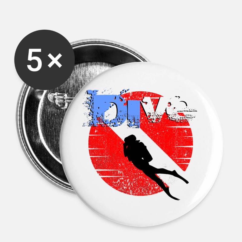 American Diver Down Flag - Buttons large 2.2''/56 mm (5-pack) - white