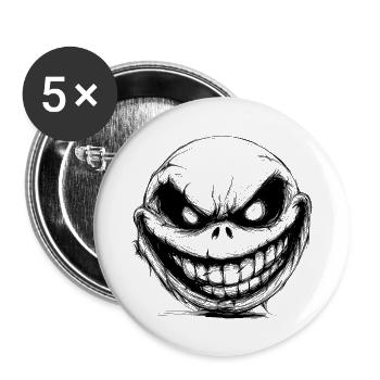 Monstre visage effrayant avec des dents - Lot de 5 grands badges (56 mm) - blanc - Devant