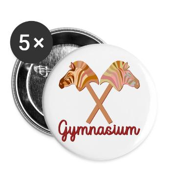 HOBBY HORSING SCHULKIND STECKENPFERDE GYMNASIUM - Buttons groß 56 mm (5er Pack) - Weiß - Vorne