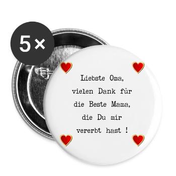 MUTTERTAG OMA MAMA PRÄGUNGEN - Buttons groß 56 mm (5er Pack) - Weiß - Vorne