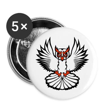 Owl Bird Eagle Owl Night Bird Barn Owl Flying Cool - Buttons large 2.2''/56 mm (5-pack) - white - Front