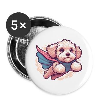 Super chien Maltipoo Moodle Multipoo Cape cadeau - Lot de 5 grands badges (56 mm) - blanc - Devant