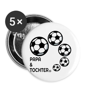 Vatertag Papa Tochter Fussball - Buttons groß 56 mm (5er Pack) - Weiß - Vorne
