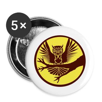 Owl Tree Branch Eagle Owl Moon Night Full Moon Round Forest - Buttons large 2.2''/56 mm (5-pack) - white - Front