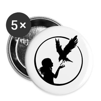 Maedchen Vogel - Buttons groß 56 mm (5er Pack) - Weiß - Vorne
