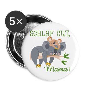 SCHLAFLOSE MAMA MUTTERTAG BABY KOALA - Buttons groß 56 mm (5er Pack) - Weiß - Vorne