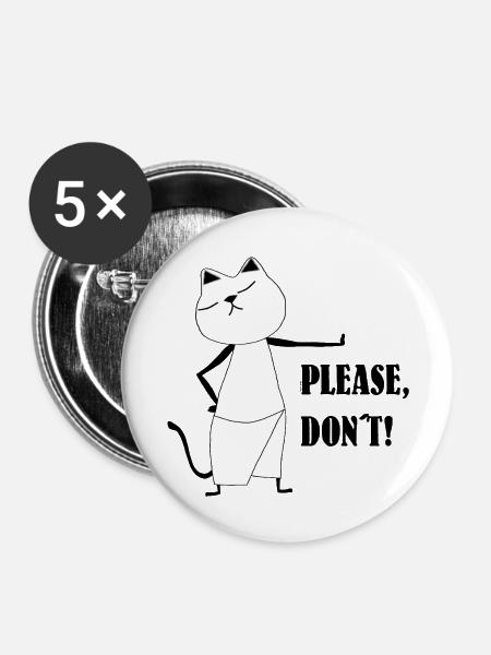 Nekochan Antonio Please, don't! - Buttons groß 56 mm (5er Pack) - Weiß