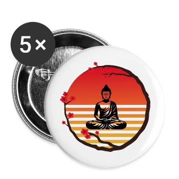 Buddha Sonnenuntergang - Buttons groß 56 mm (5er Pack) - Weiß - Vorne