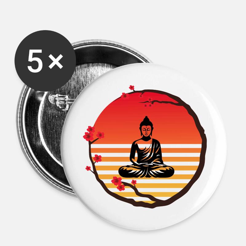 Buddha sunset - Buttons large 2.2''/56 mm (5-pack) - white