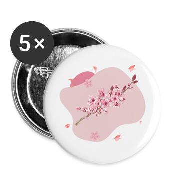 Sakura - Lot de 5 grands badges (56 mm) - blanc - Devant