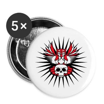 Owl Eagle Owl Cool Skull Skull Halloween Tattoo - Buttons large 2.2''/56 mm (5-pack) - white - Front