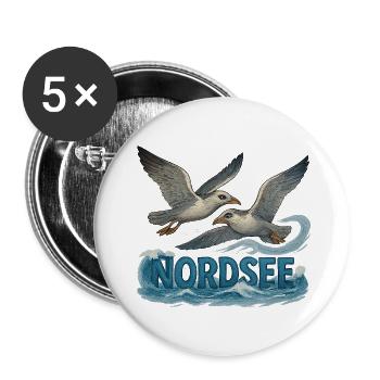 Nordsee - Buttons groß 56 mm (5er Pack) - Weiß - Vorne