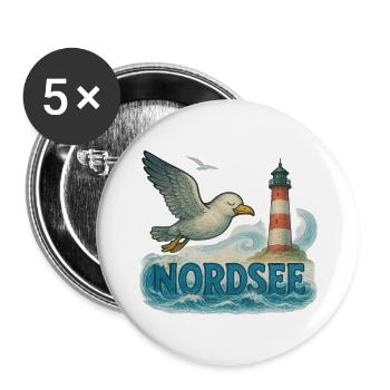 Nordsee - Buttons groß 56 mm (5er Pack) - Weiß - Vorne