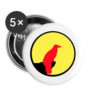 oiseau assis lune la nuit falaise loup-garou loup hurlant - Lot de 5 grands badges (56 mm) - blanc - Devant