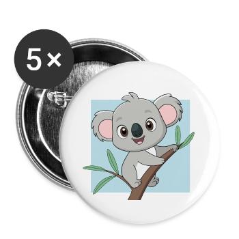 Bébé koala joyeux sur une branche (v02) - Lot de 5 grands badges (56 mm) - blanc - Devant