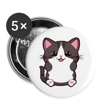 Cat Comic - Buttons large 2.2''/56 mm (5-pack) - white - Front
