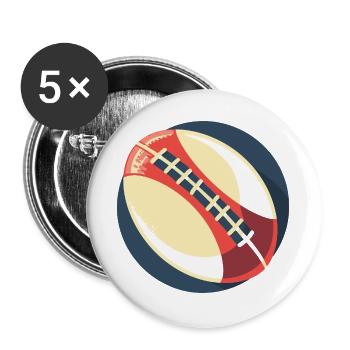 Graphique du ballon de rugby - Lot de 5 grands badges (56 mm) - blanc - Devant