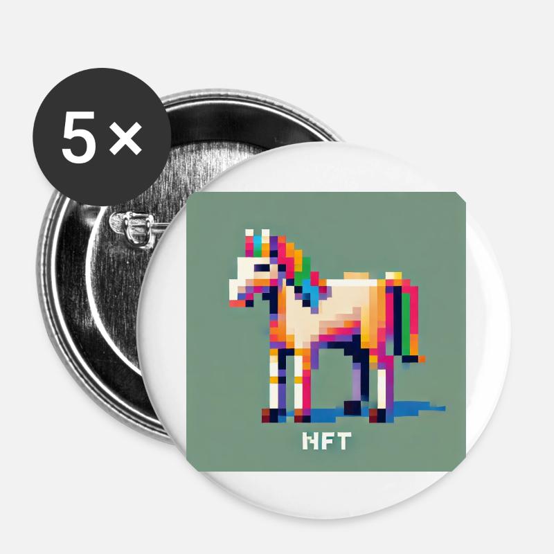 Jeton haute résolution 2024 NFT Cheval - Lot de 5 grands badges (56 mm) - blanc