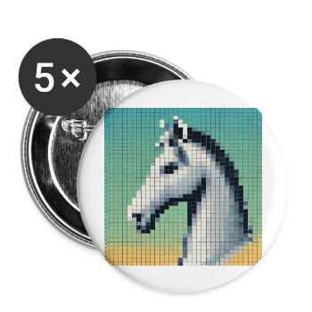2024 Horse NFT Head Comic High Definition - Buttons large 2.2''/56 mm (5-pack) - white - Front