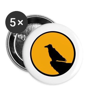 oiseau assis lune la nuit falaise loup-garou loup hurlant - Lot de 5 grands badges (56 mm) - blanc - Devant