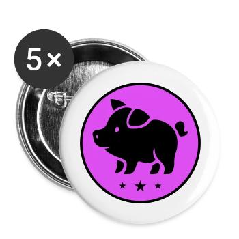 Pig Piglet Sow - Buttons large 2.2''/56 mm (5-pack) - white - Front