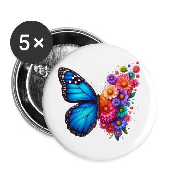 Bunter Schmetterling, von der Natur inspirierte Sommerstimmungen - Buttons groß 56 mm (5er Pack) - Weiß - Vorne