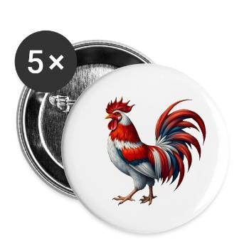 Gallischer Hahn - Buttons groß 56 mm (5er Pack) - Weiß - Vorne