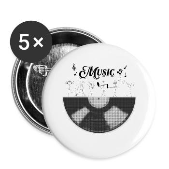 Ein halber Musikzylinder - Buttons groß 56 mm (5er Pack) - Weiß - Vorne