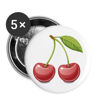 Cherries Cherry Fruit Fruit Fruits Drawing - Buttons large 2.2''/56 mm (5-pack) - white - Front