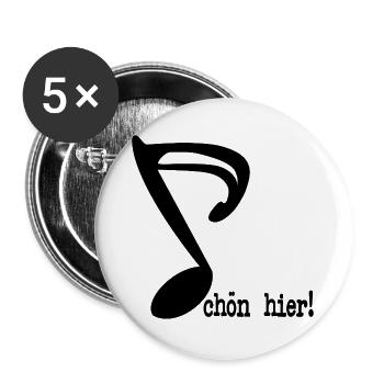 SCHÖN HIER SPRÜCHE MUSIKNOTE - Buttons groß 56 mm (5er Pack) - Weiß - Vorne